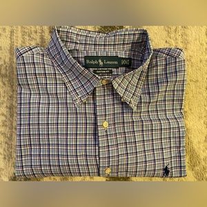 Ralph Lauren Custom Fit 17.5 34/35 Long Sleeve Blue Button Down Men’s Shirt